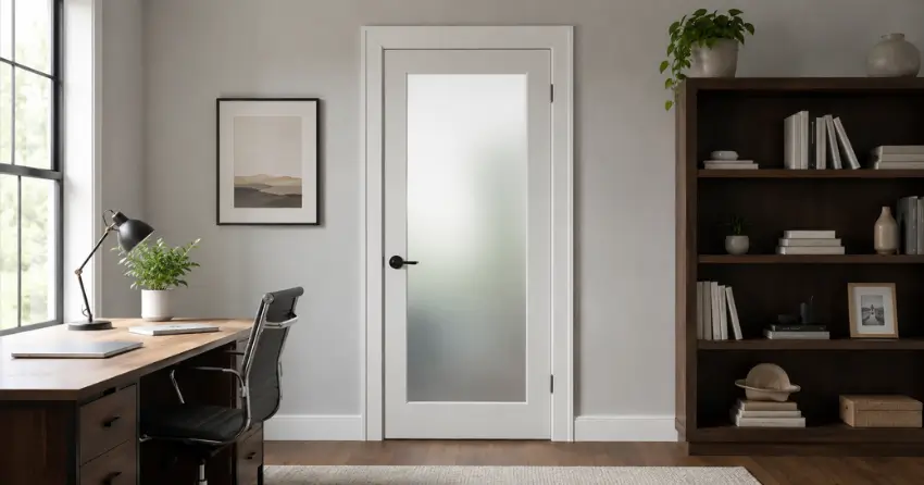 frosted interior door installed in home office in Ajax