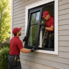 Completed exterior door and window work
